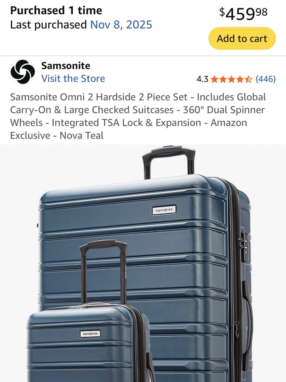 Brand new Samsonite Omni 2 Hardside 2 Piece Set in original box with tags attach